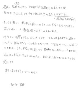 旅行の不安感があった30代男性の感想